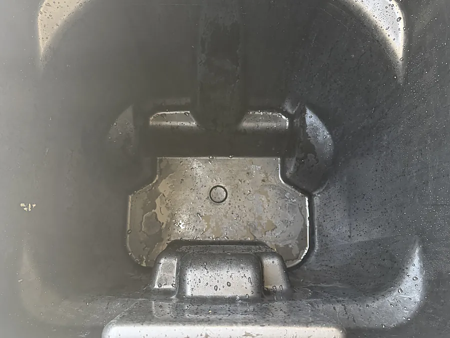 96-gallon black bin — after a BrightBin clean
