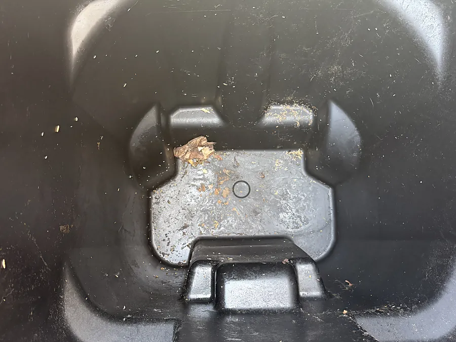 96-gallon black bin — before a BrightBin clean