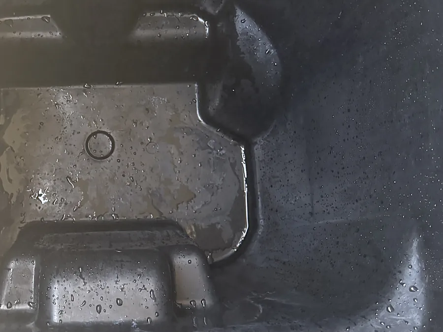 Bin floor & hinge — after a BrightBin clean